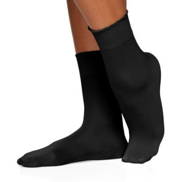 Berkshire Plus Size Microfiber Opaque Anklet With Scallop Top Berkshire Plus Size Microfiber Opaque Anklet With Scallop Top